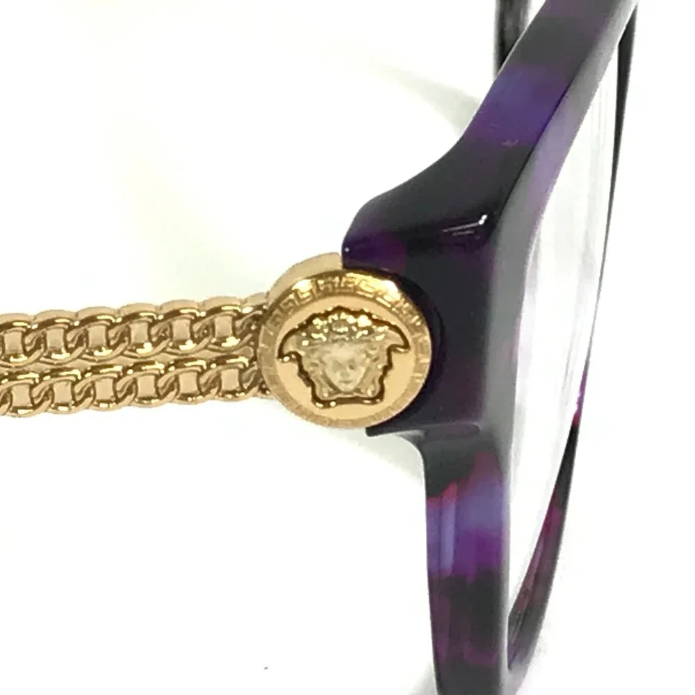 Versace Eyeglasses Frames MOD.3214 5152 Purple Tortoise Gold Cat Eye 52-16-140